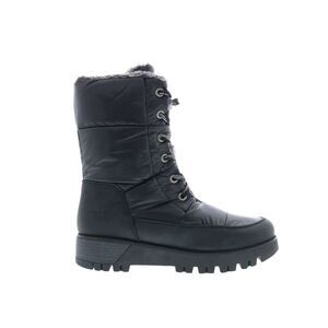 Bos. & Co. Black Quilted Lace-Up Faux-Fur Trim Heeled Winter Boots